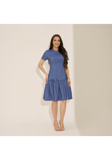 Vestido Helena Em Bengaline Premium Azul Tata Martello Primavera/Verão 2027