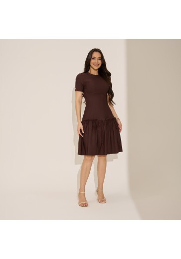 Vestido Helena Em Bengaline Premium Marrom Tata Martello Primavera/Verão 2027
