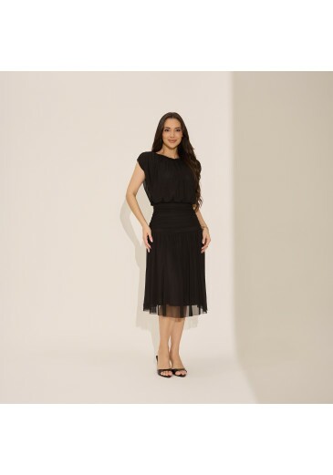 Vestido Isis Em Tule Preto Tata Martello Primavera/Verão 2027