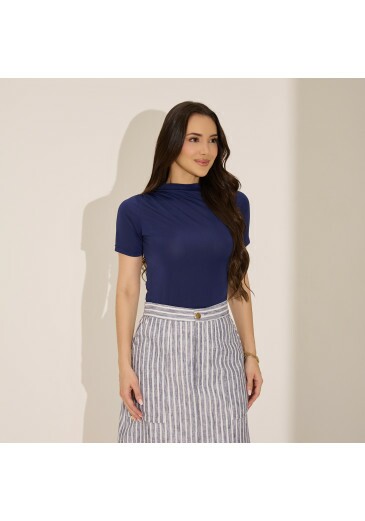 Blusa Maiara Em Malha Jersey Com Elastano Azul Marinho Tata Martello Primavera/Verão 2027