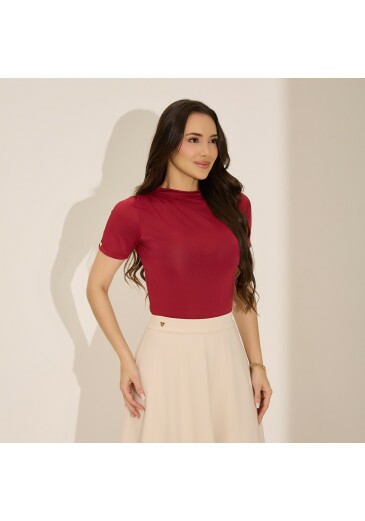 Blusa Maiara Em Malha Jersey Com Elastano Bordô Tata Martello Primavera/Verão 2027