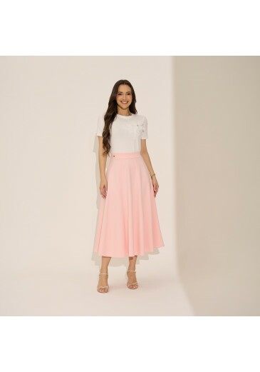 Saia Melissa Em Malha Petra Premium Rosa Tata Martello Primavera/Verão 2027