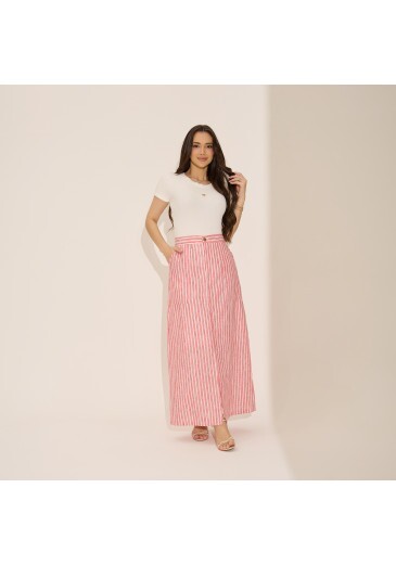 Saia Liana Em Linho Cotton Vermelho Tata Martello Primavera/Verão 2027