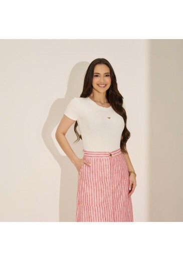 Blusa Debora Em Malha Canelada Premium Off White Tata Martello Primavera/Verão 2027