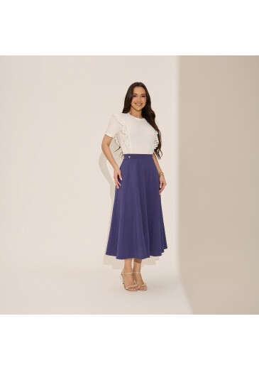 Saia Melissa Em Malha Petra Premium Azul Marinho Tata Martello Primavera/Verão 2027