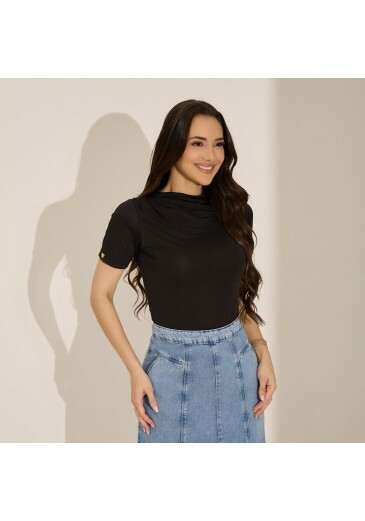 Blusa Maiara Em Malha Jersey Com Elastano Preto Tata Martello Primavera/Verão 2027