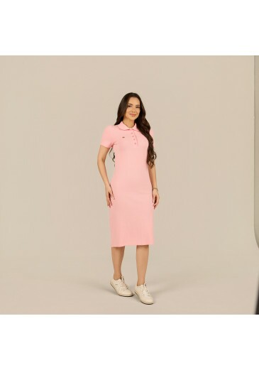 Vestido Pilar Em Malha Piquet Rosa Tata Martello Primavera/Verão 2027