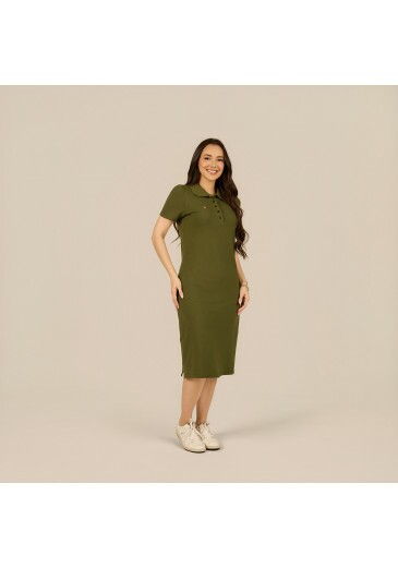 Vestido Pilar Em Malha Piquet Verde Tata Martello Primavera/Verão 2027