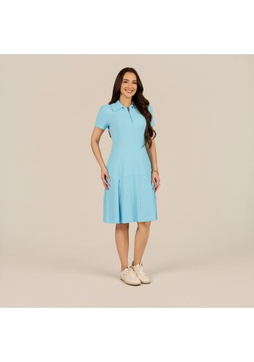 Vestido Isadora Em Malha Azul Tata Martello Primavera/Verão 2027
