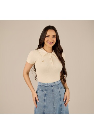 Blusa Cecilia Em Malha Topaze Premium Bege Tata Martello Primavera/Verão 2027