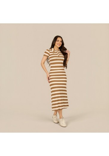 Conjunto Clara Em Malha Heritage Listrado Marrom Tata Martello Primavera/Verão 2027
