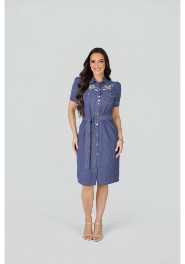 Vestido Camila Em Alfaiataria Dominique Azul Marinho Tata Martello Primavera/Verão 2027
