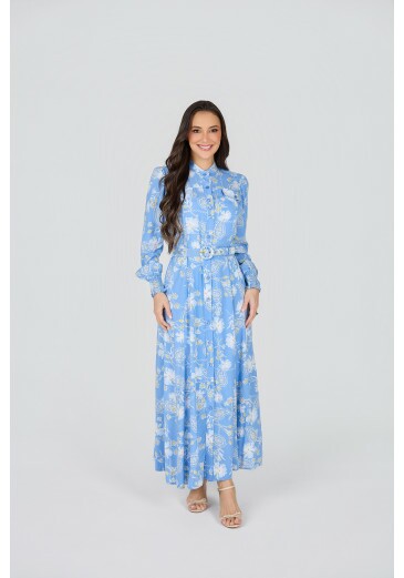 Vestido Carmen Em Viscose Azul Tata Martello Primavera/Verão 2027