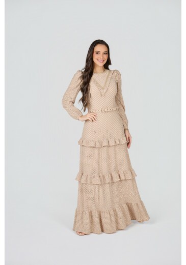 Vestido Rose Em Malha Laise Bege Tata Martello Primavera/Verão 2027