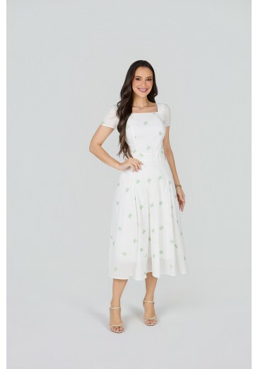 Vestido Amara Em Algodão Bordado Verde Tata Martello Primavera/Verão 2027