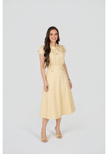 Vestido Alessandra Em Bordado Caparica Amarelo Tata Martello Primavera/Verão 2027