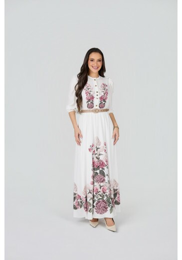 Vestido Nubia Em Crepe Gloss Estampa Exclusiva Rose Tata Martello Primavera/Verão 2027