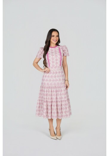 Vestido Simone Em Algodão Bordado Rosa Tata Martello Primavera/Verão 2027