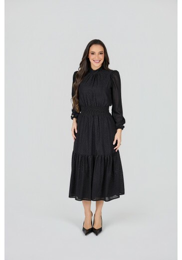 Vestido Paula Em Crepe Preto Tata Martello Primavera/Verão 2027