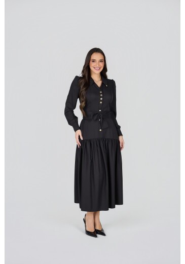 Vestido Michele Em Crepe Zurique Preto Tata Martello Primavera/Verão 2027