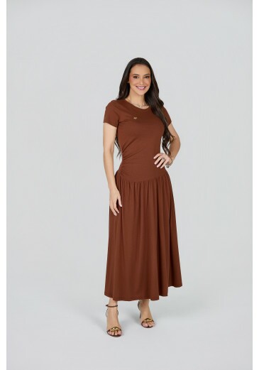 Vestido Beatriz Em Malha Marrom Tata Martello Primavera/Verão 2027