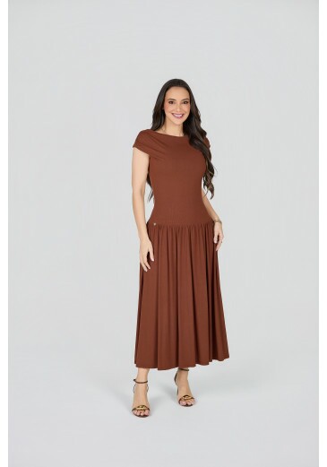 Vestido Antonela Em Stella Maris Premium Marrom Tata Martello Primavera/Verão 2027