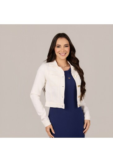 Jaqueta Monica Em Jeans Branco Tata Martello Primavera/Verão 2027