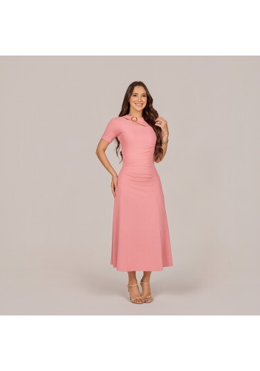 Vestido Ayla Em Malha Rib Rose Tata Martello Primavera/Verão 2027