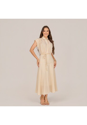 Vestido Laiany Em Linho Bege Tata Martello Primavera/Verão 2027