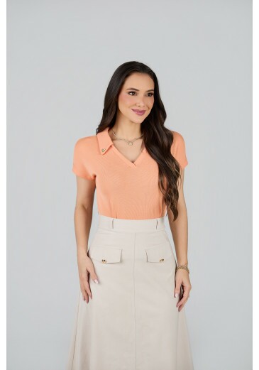 Blusa Pietra Em Malha Rib Laranja Tata Martello Primavera/Verão 2027