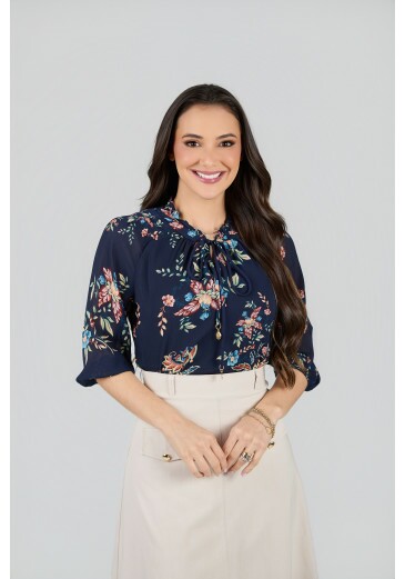 Blusa Cassia Em Ava Print Azul Tata Martello Primavera/Verão 2027