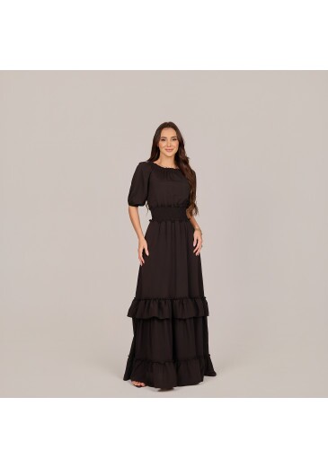 Vestido Thaise Em Crepe Preto Tata Martello Primavera/Verão 2027