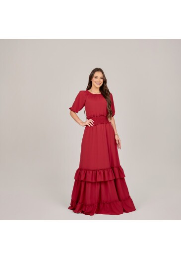 Vestido Thaise Em Crepe Marsala Tata Martello Primavera/Verão 2027