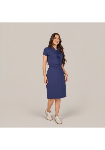 Vestido Stefani Em Malha Conforto Azul Marinho Tata Martello Primavera/Verão 2027