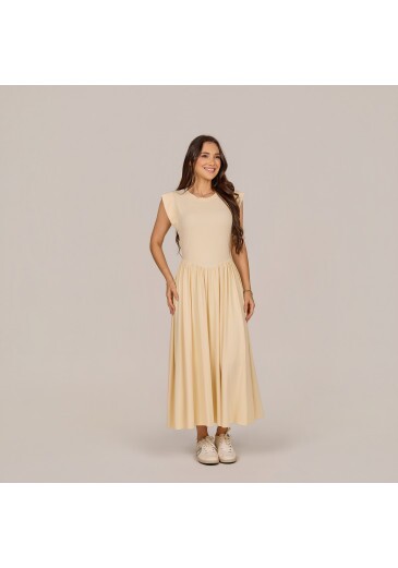 Vestido Lia Em Stella Maris Bege Tata Martello Primavera/Verão 2027