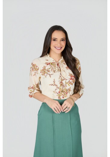 Blusa Cassia Em Ava Print Creme Tata Martello Primavera/Verão 2027