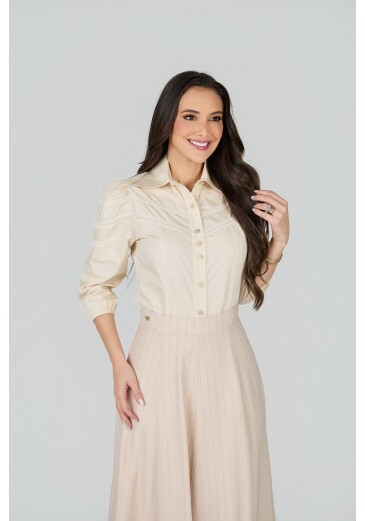 Camisa Suzana Em Tricoline Off White Tata Martello Primavera/Verão 2027