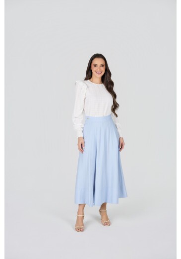 Saia Andressa Em Alfaiataria Azul Tata Martello Primavera/Verão 2027