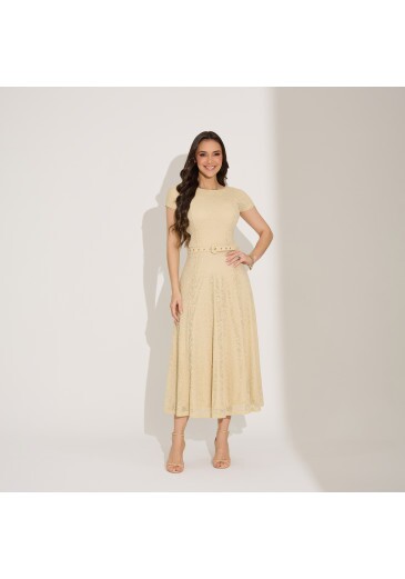 Vestido Fernanda Em Renda Bege Tata Martello Primavera/Verão 2027