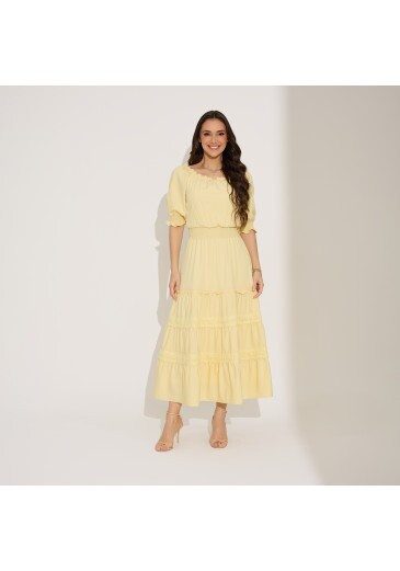 Vestido Luzia Em Crepe Amarelo Tata Martello Primavera/Verão 2027