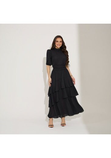 Vestido Sabrina Em Crepe Preto Tata Martello Primavera/Verão 2027
