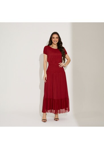 Conjunto Alice Em Tule Liso Marsala Tata Martello Primavera/Verão 2027