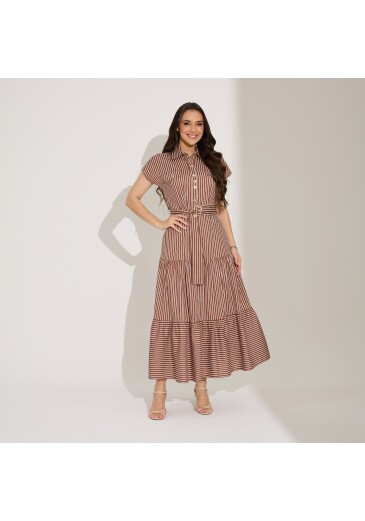 Vestido Lauana Em Cotton Breeze Marrom Tata Martello Primavera/Verão 2027