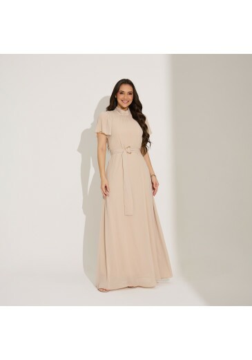 Vestido Mariah Em Chifon Bege Tata Martello Primavera/Verão 2027