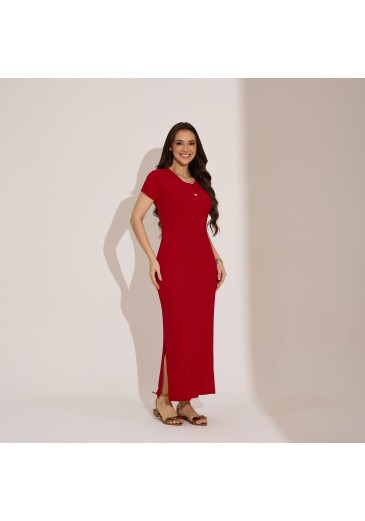 Vestido Emily Em Malha Canelada Vermelho Tata Martello Primavera/Verão 2027