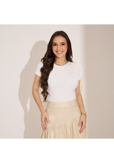 Blusa Emanuele Em Malha Fria De Poliamida Branco Tata Martello Primavera/Verão 2027