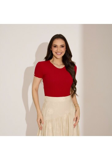 Blusa Yara Em Malha Vermelha Tata Martello Primavera/Verão 2027