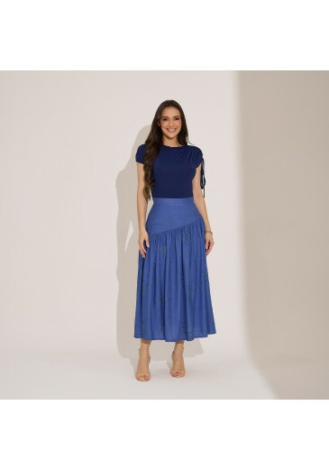 Saia Angélica Em Tecido Rayon Bordado Azul Tata Martello Primavera/Verão 2027