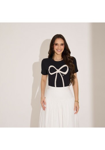 Blusa Manu Em Malha Preta Tata Martello Primavera/Verão 2027