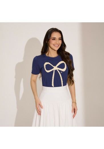 Blusa Manu Em Malha Azul Marinho Tata Martello Primavera/Verão 2027